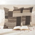 thumbnail image 3 of Brown Vintage Wooden Outdoor Waterproof Pillow Covers, Rustic Farmhouse Wood Plank Patchwork Decorative Square Throw Pillowcase Sofa Cushion Sham for Patio/Couch/Chair, 16"x16" 2 Pack, 3 of 8