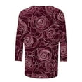thumbnail image 4 of CYMMPU 3/4 Sleeve Blouses for Women Dressy Casual Round Neck Summer Trendy Shirts Spring Tops Loose Fit Flower Printed T-Shirts Lightweight Basic Tees Multicolor XXXL, 4 of 5