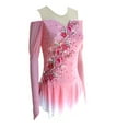 thumbnail image 3 of LIUHUO Custom Pink Spandex Figure Skating Dress Girls Ladies Off Shoulder Flower Embroidery Diamond Accents Pink White Gradient Skirt, 3 of 10