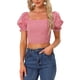 thumbnail image 1 of TOP CORTO CON ELASTICO INSPIRE CHIC PARA MUJERES, MANGAS BOLLO, TOPS DE CAMPESINA EN CUADROS GINGHAM, ROJO L, 1 of 6