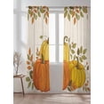 thumbnail image 2 of Yellow Orange Pumpkin Sheer Curtains 84 inches Long, Retro Fall Leaf Cartoon Thanksgiving Light Filtering Sheer Window Curtains Rod Pocket Voile Drapes for Bedroom Living Room, 52"W x 84"L 2 Panels, 2 of 7