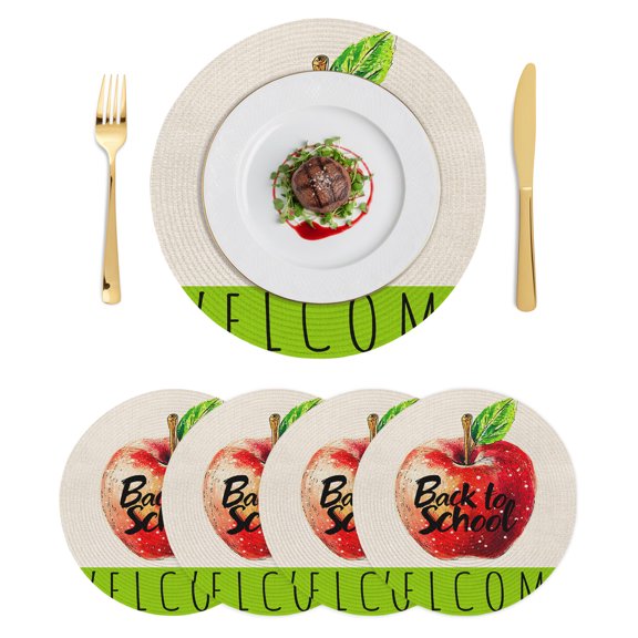 Round Placemats Farmhouse 15 inch Set of 4 Table Mats for Dining Table Red Green Heat Resistant Non-Slip Kitchen & Home Decorative Place Mat Set