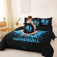 thumbnail image 3 of Castle Fairy Handball Sport Queen Bedding 7pcs, Watercolor Splash Bedding Comforter Set Queen, Black Blue White,Black Reversible, 3 of 7