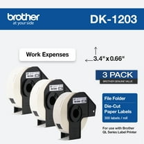 Brother Genuine DK-12033PK Die-Cut File Folder Labels, Long Lasting Reliability, 3 Rolls Per Box