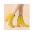 thumbnail image 6 of BLISSFUL STEP Women's Side Zipper Block Heel Ankle Boots Yellow 5.5, 6 of 8