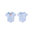 thumbnail image 2 of RUINIXCW Newborn Baby Girl Boy Halloween Outfit Infant Paid Bubble Romper Fall Summer Clothes Pumpkin Embroidery Short Sleeve Doll Collar Bodysuit, 2 of 10