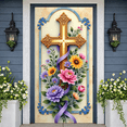 thumbnail image 4 of Ornate Pattern Gold Cross Banner Purple Ribbon Floral Cross Display Colorful Flowers Sunflower Religious Backdrop for Church Events Baptism Ceremonies Christian Gatherings, 4 of 8