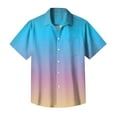 thumbnail image 5 of Inglocry Mens Gradient Linen Shirts Casual Button Down Short Sleeve Tie Dye Beach Summer Shirts Light Blue 2XL, 5 of 5