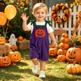 thumbnail image 6 of Shadoumai Halloween Jumpsuit Pumpkin Face Straps Romper For Kids, Comfortable Casual Jumpsuit For Girls Daily Play Outfit Jumpsuit, 6 of 8