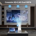 thumbnail image 4 of ORYU Proyector portatil, Mini Proyector 4k 1080p Full HD, Android 11 Bluetooth 5.1, 2.4G/5G WiFi 6, 10000 Lúmenes, para el Smartphone/PC/Laptop/PS4（con Línea de Alta Definición）, 4 of 5