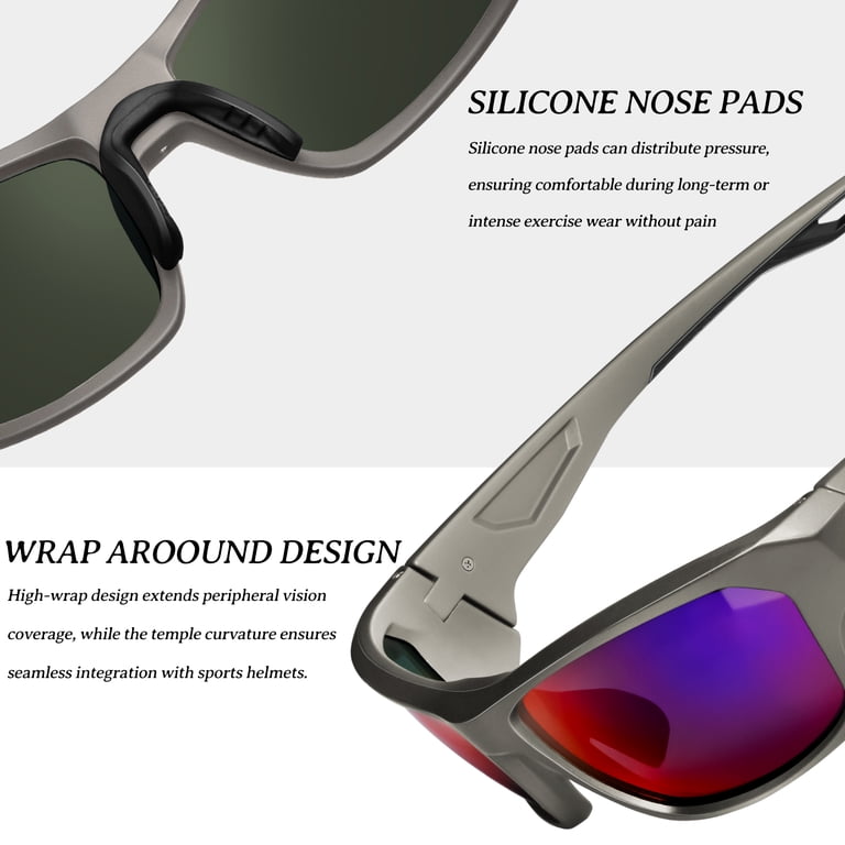 Joopin Polarized Sports Sunglasses, Wrap Around Purple photo 3
