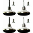 thumbnail image 1 of Adjustable Cabinet Legs4 x Chrome Feet Leg Castors Gliders with Metal Inserts for Beds, Sofas, Footstools Furniture Glides Divan Bed Base Chair Wheels, 1 of 4