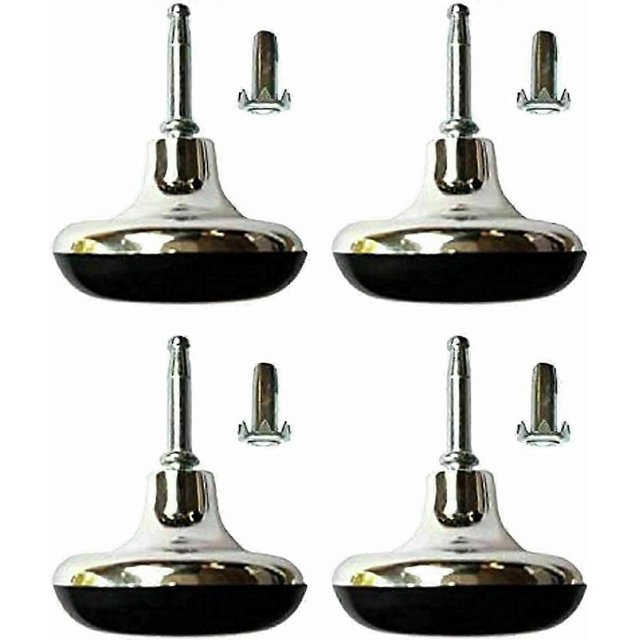 Adjustable Cabinet Legs4 x Chrome Feet Leg Castors Gliders with Metal Inserts for Beds, Sofas, Footstools Furniture Glides Divan Bed Base Chair Wheels