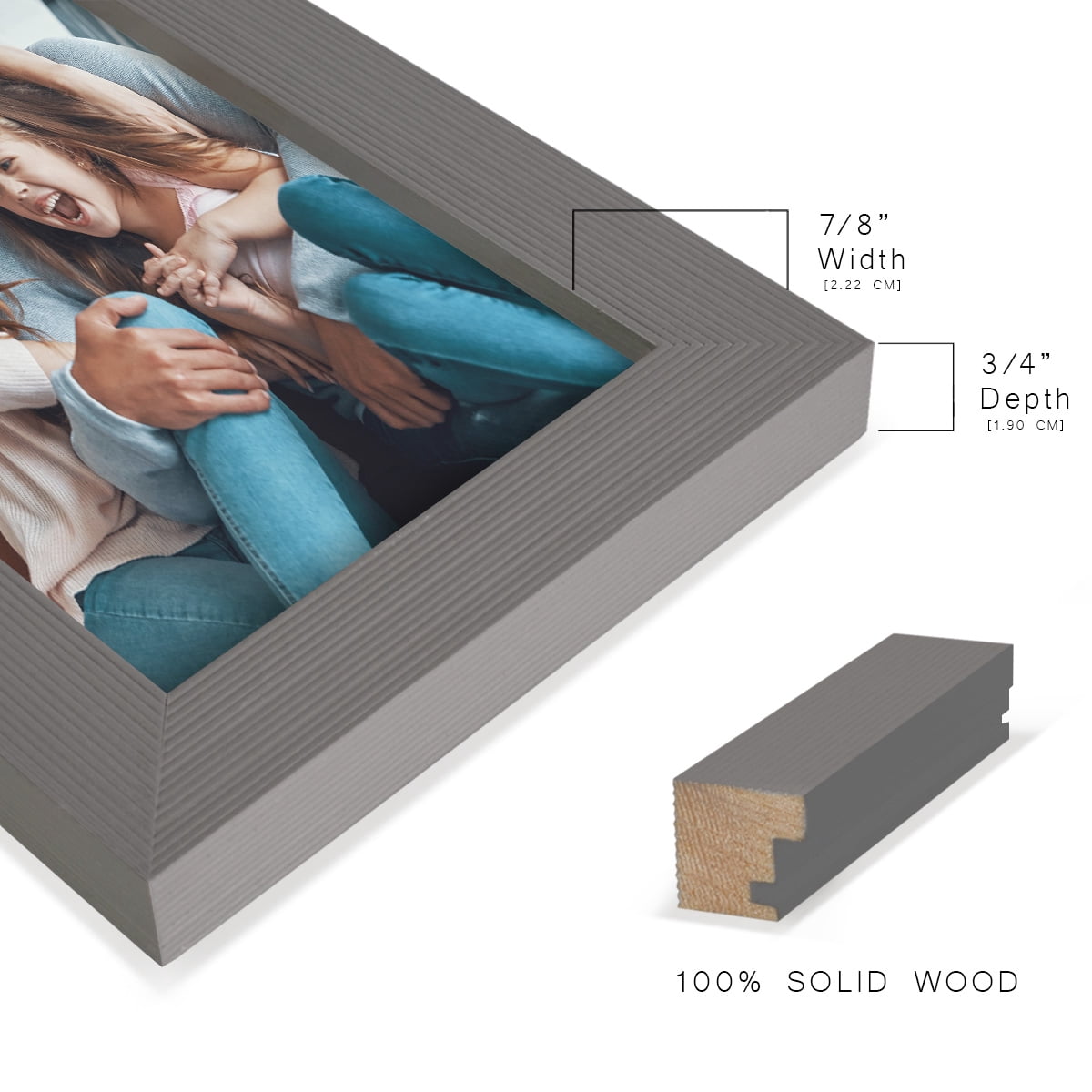 Grooved 4 in. x 6 in. Grey Picture Frame Set (Set of 4)