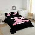 thumbnail image 3 of Erosebridal Kawaii Initial Letter Comforter Sets King Size, Monogrammed P Comforters & Duvets, Cute Ribbon Cow Reversible Duvet Insert, Ultra Soft Bedroom Decoration, 3pcs, 3 of 8