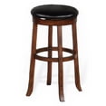 thumbnail image 2 of Reggie Swivel Barstool Set of 2, Black Faux Leather, Brown Mahogany, 2 of 6