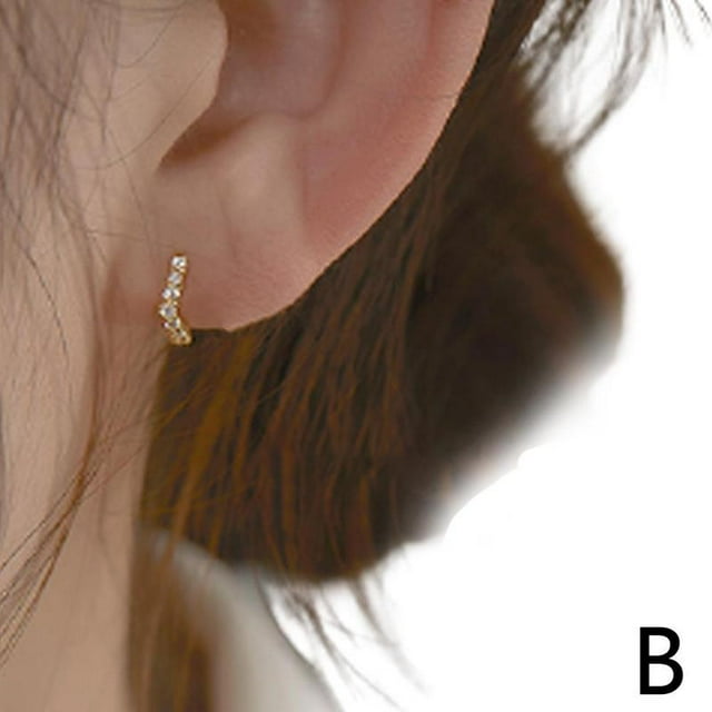 Gold Plated Mini Zircon Hoop Earrings Piercing Earrings Cubic Earring Stud V4A0