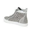 thumbnail image 2 of LADY COUTURE Flat Laser Cut High Top Bling Rhinestone Sneaker Women's Shoes New York Silver 39, 2 of 2