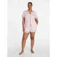 thumbnail image 3 of Joyspun Women's Dreamy Soft Collection Notch Collar Top and Shorts Pajama Set, 2-Piece, Sizes XS-3X, 3 of 7