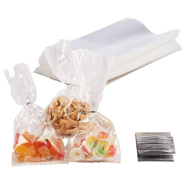 Gusset Cellophane Bags 200Pack Clear Bags Suitable for Popcorn, Cookies, Treats, Marshmallows