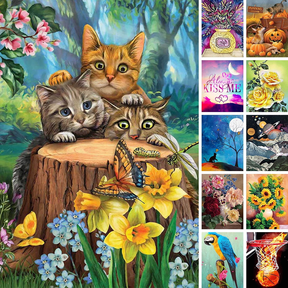 DIY 5D Full Drill Diamond Painting Cat Embroidery Cross Crafts Stitch Home Decor 