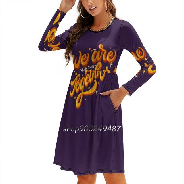 We Are All In This Together Sweetheart Knot Flared Dress Fashion Design Large Size Loose Dress We Together Motivational