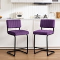thumbnail image 6 of ONEVOG 24''H Counter Height Bar Stools Set of 2, Morden Counter Barstools with Velvet and Black Metal Legs, Upholstered Bar Stool for Kitchen Island, Purple, 6 of 9