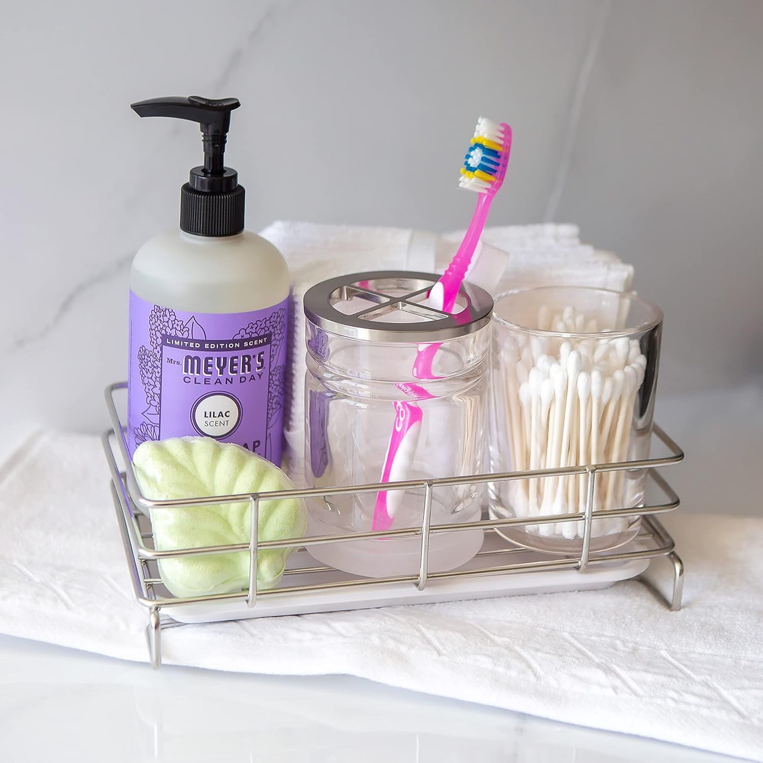 Stainless Steel Kitchen Sink Caddy Organizer – Rust-Resistant Sponge & Soap Holder with Removable Drip Tray – Countertop Sink Storage for Sponges, Brushes & Soap – Durable Kitchen Cleaning Accessory