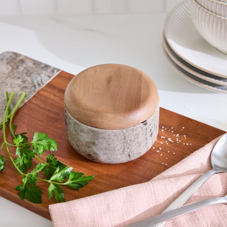 Better Homes & Gardens Salt Cellar, Wood & Marble, Multicolor