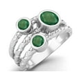 thumbnail image 2 of 5mm Round Emerald Handmade Split Shank Band 925 Sterling Silver Trio Stone Women Mother's Day Gift Ring, 2 of 4