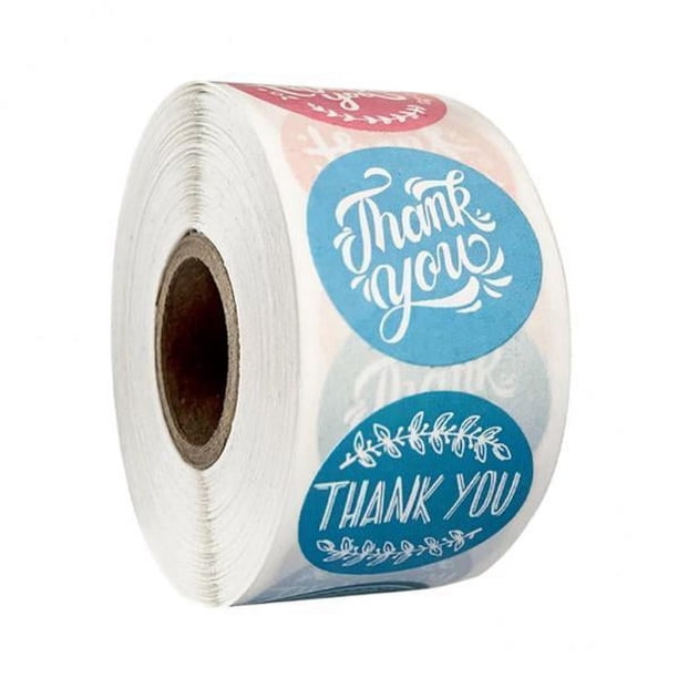 2 X 500 Pegatinas de Papel Kraft Gracias, Etiquetas Adhesivas, 1 Rollo de Flores, 2,5 Cm 2 piezas