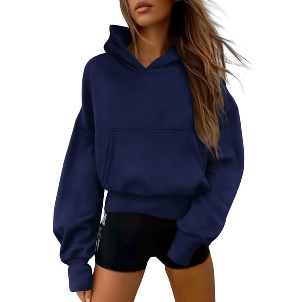 Sudadera PRETTYGARDEN Otoño 2025 Media Cremallera Cortada Azul Marino S