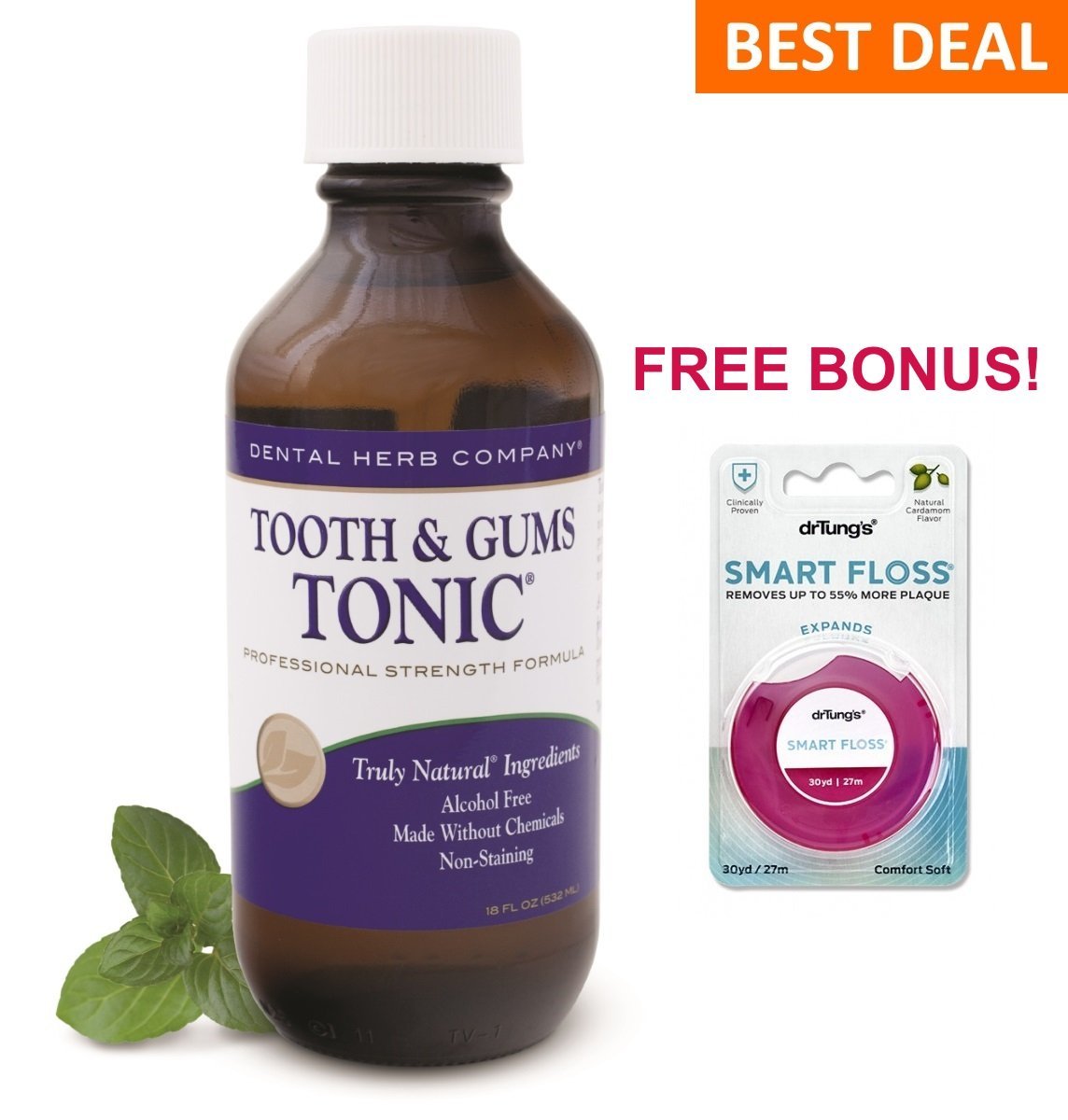 Tooth and Gums Tonic 18oz Bottle and FREE Dr. Tung Smart Floss