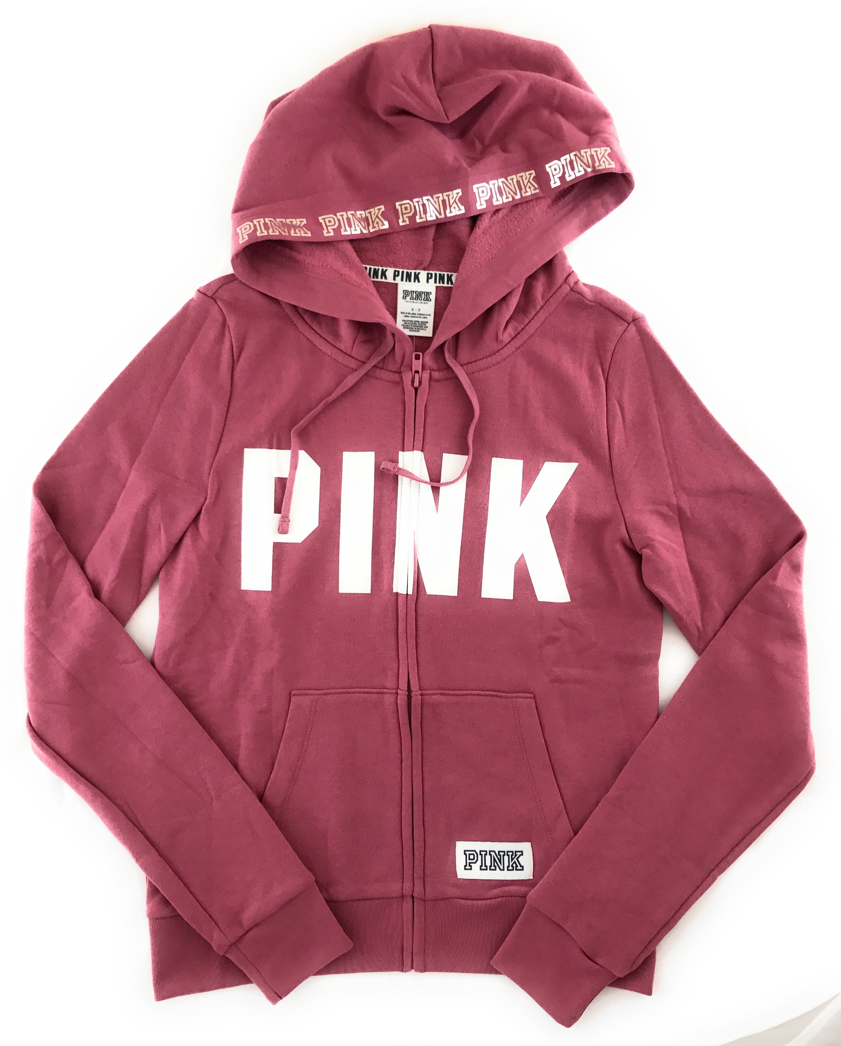 Victorias Secret Pink Colorblock Perfect Full Zip Hoodie White/ Black L,XS,S NWT 