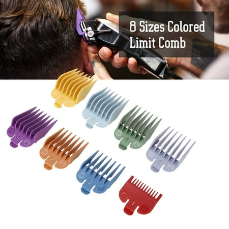 Hurrise 8 Sizes Colored Limit Comb Hair Clipper Haircut Guide Attachment Size Comb Guide Hair Comb Limit Comb