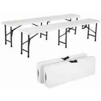 CL.HPAHKL Foldable Garden Bench Plastic Indoor Outdoor Bench, White, 71 in
