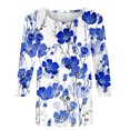 thumbnail image 4 of Dyegold 3/4 Sleeve Women Tops Dressy Casual Comfy Loose Cute Trendy T-Shirt Shirts Floral Printed Tunics Top Plus Size for Women Round Neck Fall Female Blouse Long Sleeve, 4 of 4
