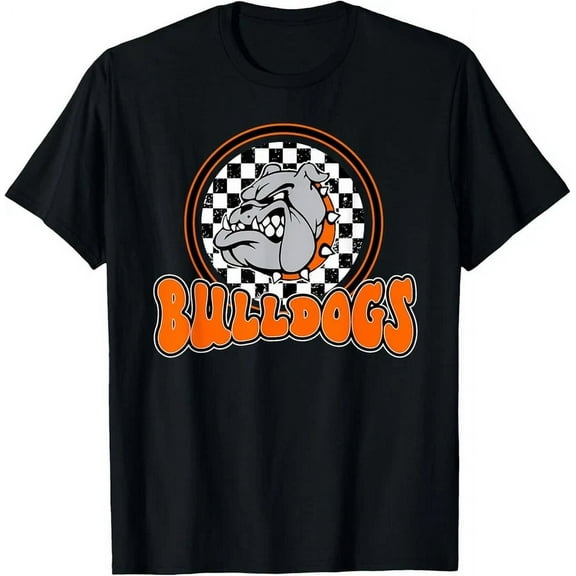 Bulldogs School Spirit Orange Black Retro T-Shirt Unisex S-5XL Hot Trending Shirt, Vintage Birthday Gift