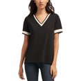 thumbnail image 1 of Camiseta básica DKNY con ribete en contraste para mujer negra extra pequeña, 1 of 1