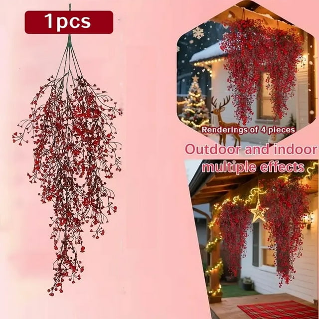 Red Poinsettia Christmas Artificial Vines Christmas Decorations