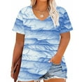 thumbnail image 5 of Hvyesh Womens Plus Size Tops Dressy Tie Dye Short Sleeve Shirts V Neck Tunic Blouses Going Out Blouses, 5 of 5