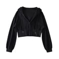 thumbnail image 2 of CUSTG Women Zip Up Hoodie Cropped Double Zipper Sweatshirt Casual Streetwear Solid Color Long Sleeve Breathable Tops Daily Wear, 2 of 4