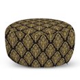 thumbnail image 1 of Autumn Damask Pouf Cover with Zipper, Victorian Pattern Art Floral Motif Ornamented Design Image, Soft Decorative Fabric Unstuffed Case, 30" W X 17.3" L, Charcoal Grey and Pale Camel, by Ambesonne, 1 of 5