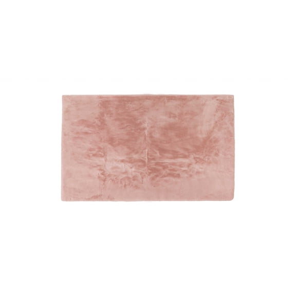 Luxe Faux Rabbit Fur Rectangular Rug 3' x 5'   - Blush Pink