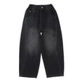 thumbnail image 2 of Kids Trousers Casual Girls Pants Wide Leg Jeans Loose Straight Washed Loose High Washed Denim Pants Kids Bottoms Streetwear, 2 of 7