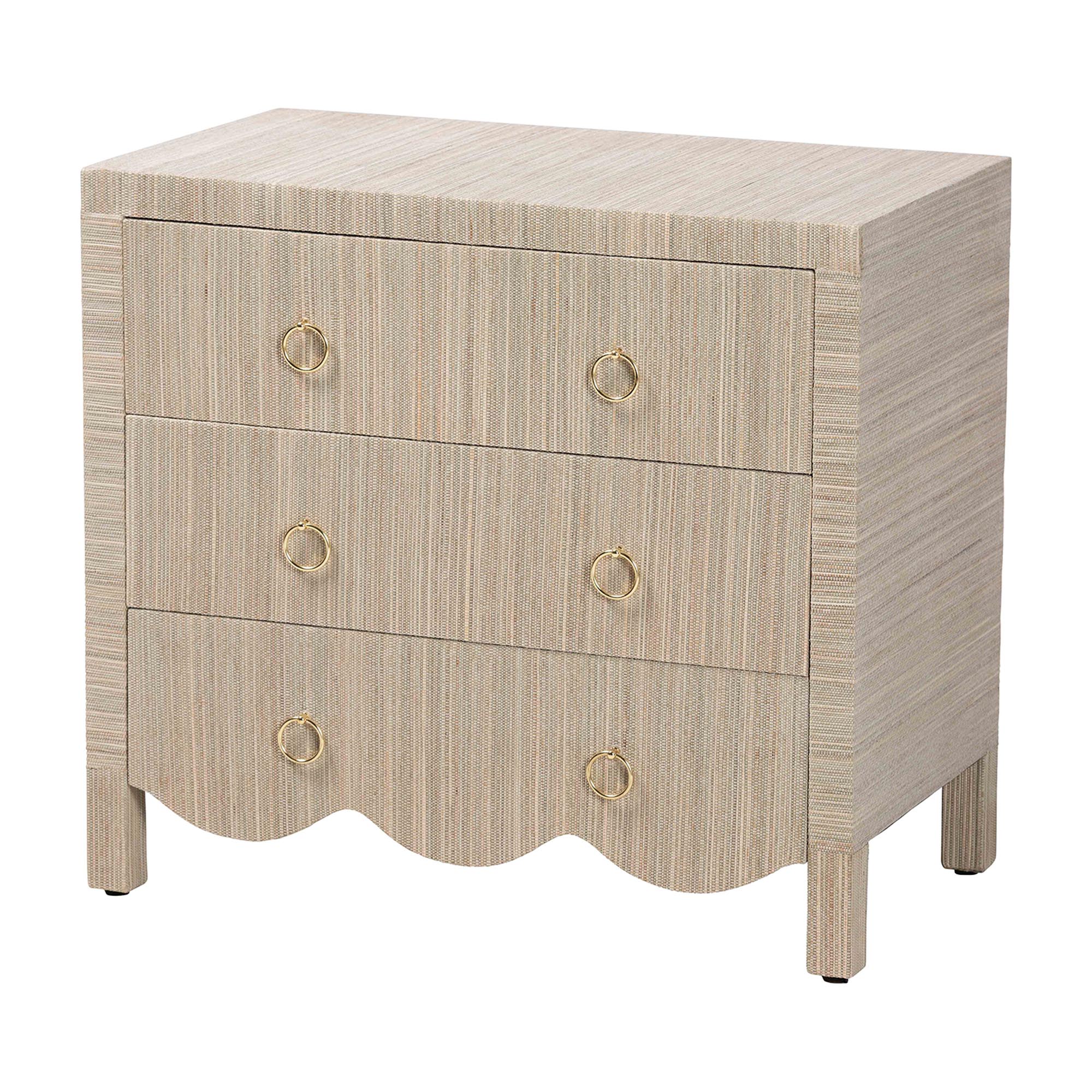 bali & pari Umika Boho Nightstand, 3-Drawer, Beige