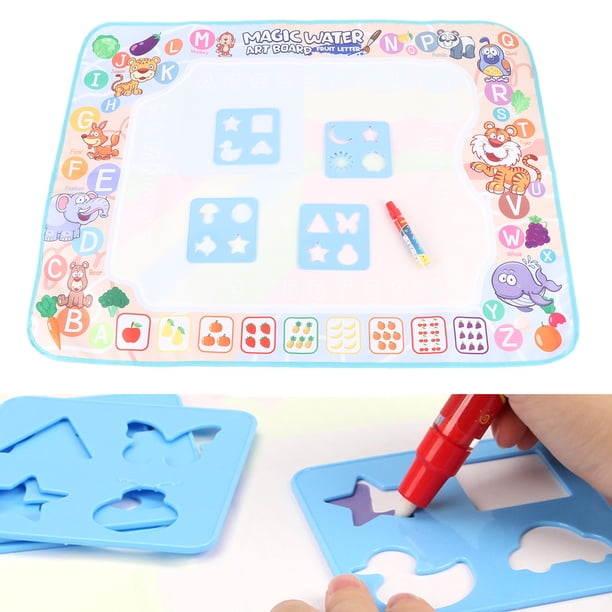 Tapete Para Garabatos De Agua, Alfabeto Portátil, Patrones De Animales De Frutas, Tablero De Escritura De Pintura Al Agua Para Niños De Gran Tamaño, Reutilizable Con Bolígrafos
