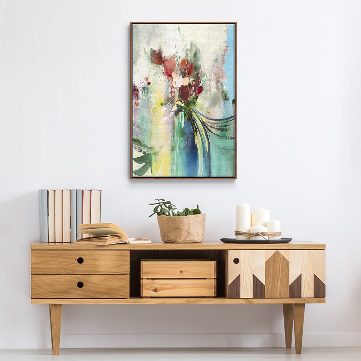 Celebration I Framed Premium Gallery Wrapped Canvas - Ready to Hang - 25 x 37 - Walnut Floating Frame