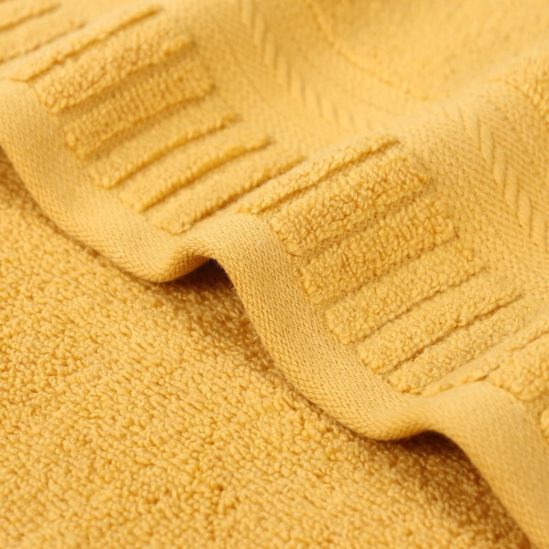 Superior Venice Ribbed Textured Border Zero Twist Bath Sheets, Set of 2, Gold