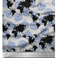 thumbnail image 1 of Soimoi Cotton Voile Fabric Direction Compass & World Map Print Fabric by Yard 56 Inch Wide, 1 of 1